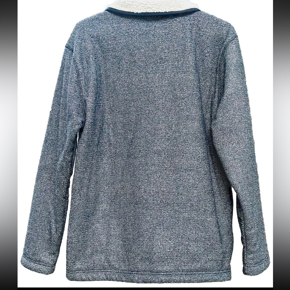 ORVIS Grayish Black Tweed Half Zip Pullover With Sherpa Fleece Lining Men’s Med - Picture 6 of 11